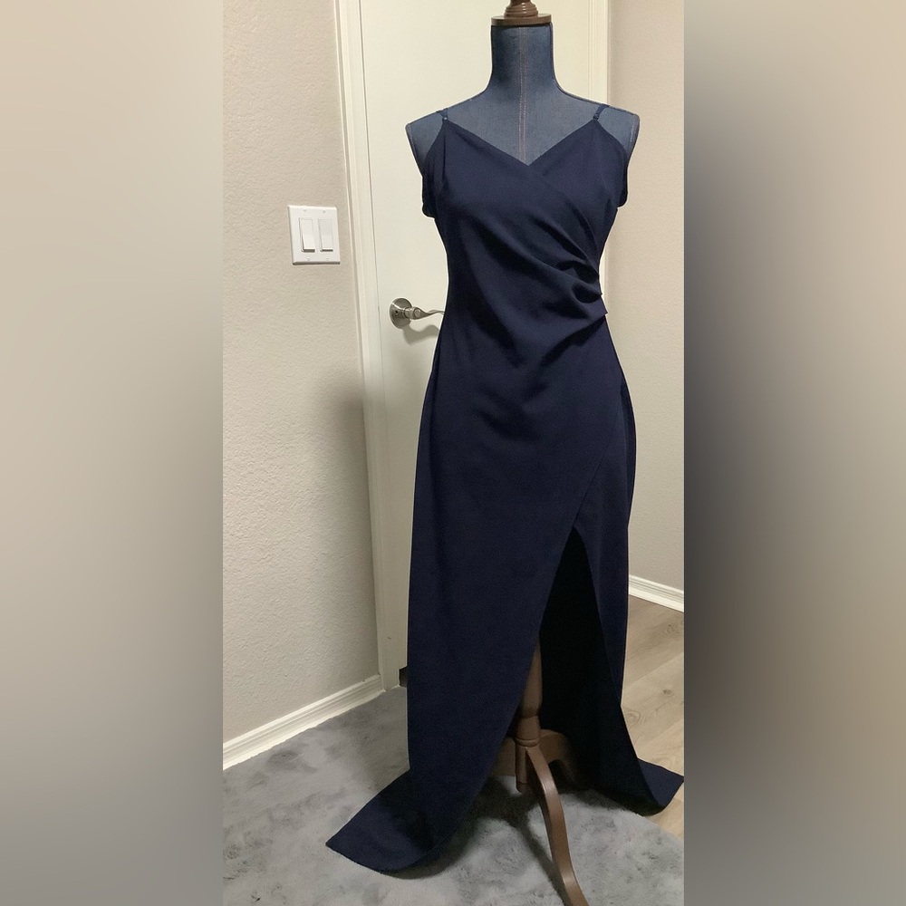 Windsor Navy Blue High-Low Side Slit Cocktail Prom Evening Dress Women's Large